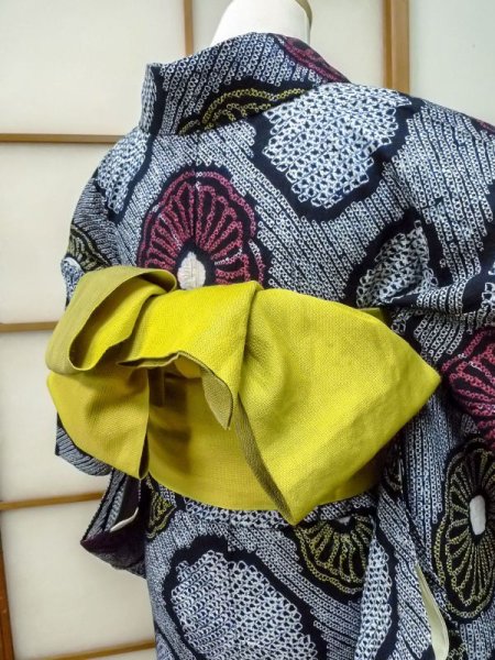 Photo7: CN0201I YUKATA summer(made in Japan) (Grade A) and HANHABA OBI half width sash (Grade A) (7)