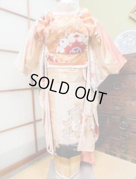 Photo2: CN0201K FURISODE long-sleeved (Grade A) and FUKURO OBI sash (Grade B) (2)