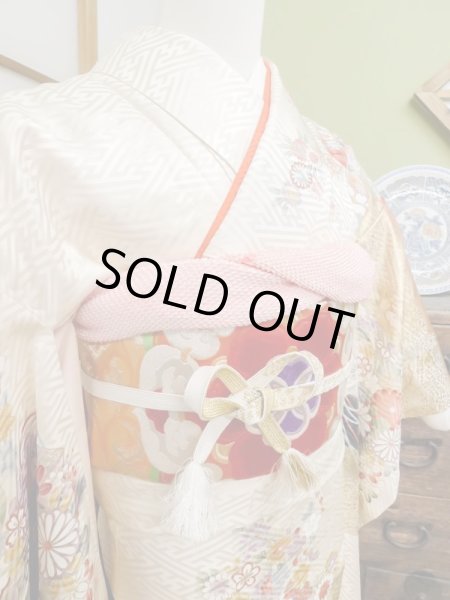 Photo5: CN0201K FURISODE long-sleeved (Grade A) and FUKURO OBI sash (Grade B) (5)