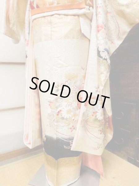 Photo7: CN0201K FURISODE long-sleeved (Grade A) and FUKURO OBI sash (Grade B) (7)