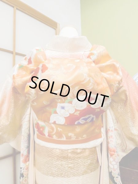 Photo8: CN0201K FURISODE long-sleeved (Grade A) and FUKURO OBI sash (Grade B) (8)