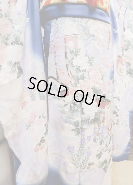 Photo3: CN0201L FURISODE long-sleeved (Grade C) and FUKURO OBI sash (Grade A) (3)