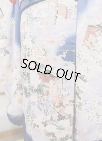 Photo4: CN0201L FURISODE long-sleeved (Grade C) and FUKURO OBI sash (Grade A) (4)