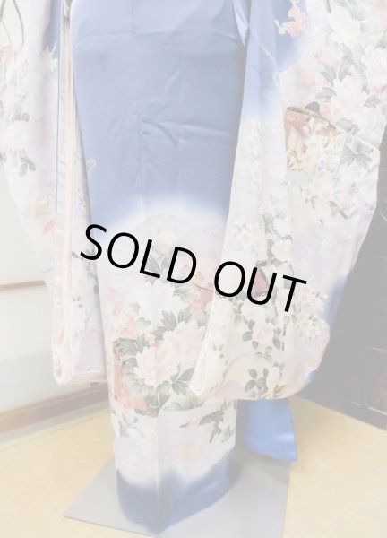 Photo8: CN0201L FURISODE long-sleeved (Grade C) and FUKURO OBI sash (Grade A) (8)