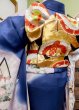 Photo9: CN0201L FURISODE long-sleeved (Grade C) and FUKURO OBI sash (Grade A) (9)