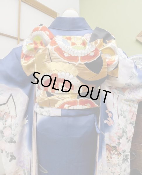 Photo10: CN0201L FURISODE long-sleeved (Grade C) and FUKURO OBI sash (Grade A) (10)