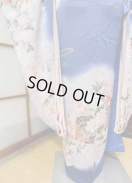 Photo12: CN0201L FURISODE long-sleeved (Grade C) and FUKURO OBI sash (Grade A) (12)