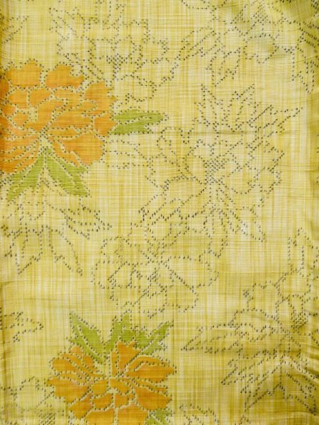 Photo9: CN0726A TSUMUGI pongee (Grade A) and HANHABA OBI half width sash (Grade A) (9)