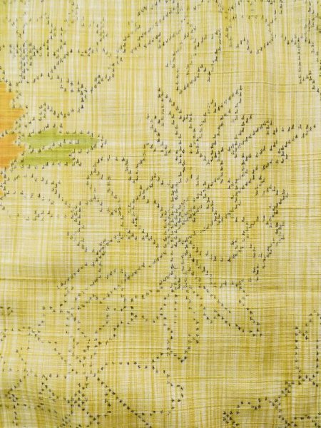 Photo16: CN0726A TSUMUGI pongee (Grade A) and HANHABA OBI half width sash (Grade A) (16)