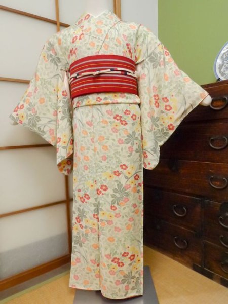 Photo2: CN0726B KOMON dyed (Grade A) and HANHABA OBI half width sash (Grade A) (2)