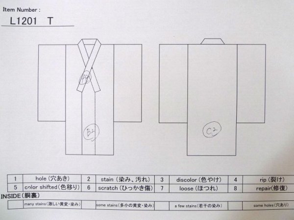 Photo19: CN0726E KOMON dyed (Grade C) and HANHABA OBI half width sash (Grade C) (19)