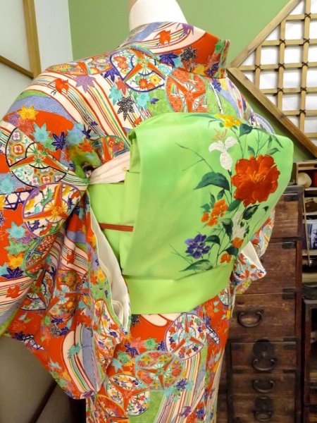 Photo6: CN0726H KOMON dyed (Grade A) and NAGOYA OBI sash (Grade A) (6)