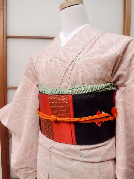 Photo3: CO0221A HITOE unlined (Grade C) and NAGOYA OBI sash (Grade A) (3)