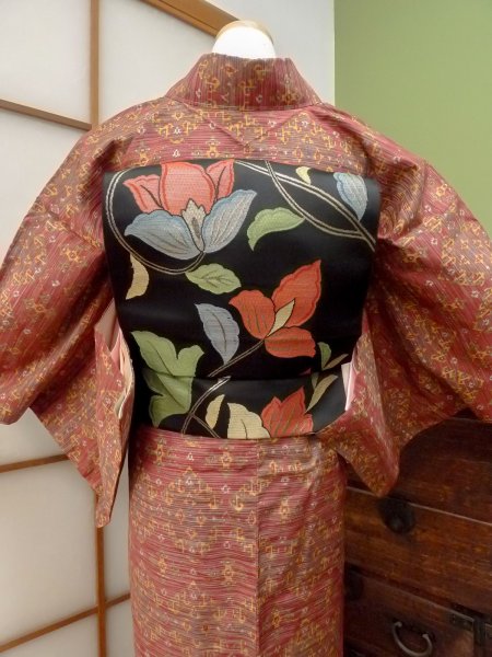 Photo5: CO0221D ORI woven (Grade B) and NAGOYA OBI sash (Grade A) (5)