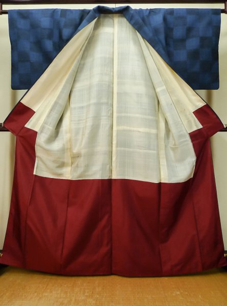 Photo7: CO0221F TSUMUGI pongee (Grade B) and FUKURO OBI sash (Grade C) (7)