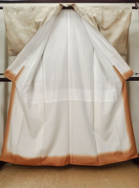 Photo7: CO0221G TSUMUGI pongee (Grade B) and FUKURO OBI sash (Grade A) (7)