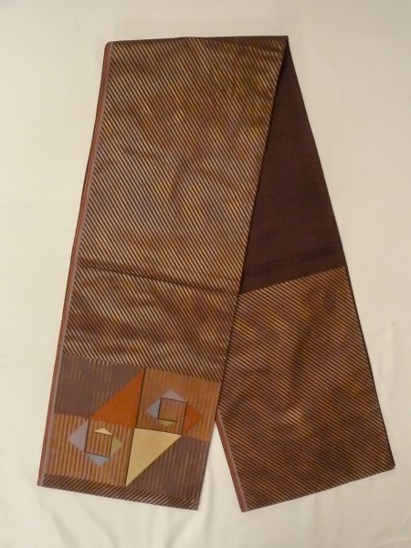 Photo8: CO0221G TSUMUGI pongee (Grade B) and FUKURO OBI sash (Grade A) (8)
