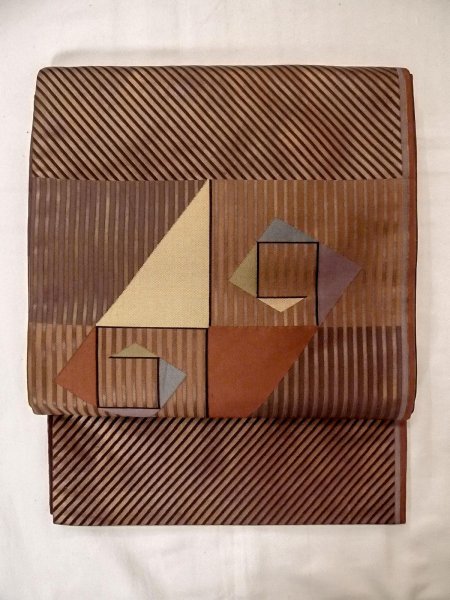 Photo9: CO0221G TSUMUGI pongee (Grade B) and FUKURO OBI sash (Grade A) (9)