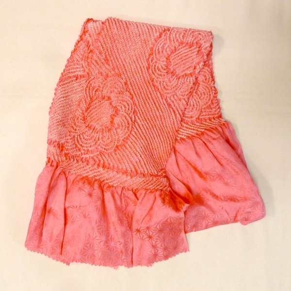 Photo11: CO0305A FURISODE long-sleeved (Grade B) and FUKURO OBI sash (Grade B) (11)