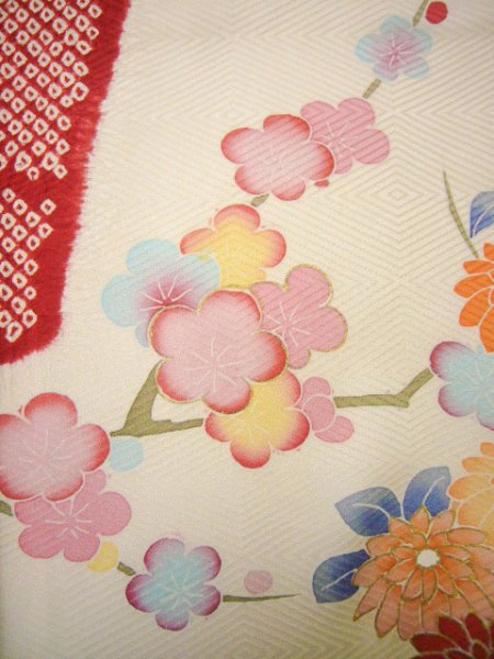 Photo22: CO0305A FURISODE long-sleeved (Grade B) and FUKURO OBI sash (Grade B) (22)