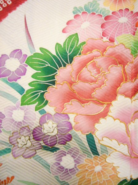 Photo24: CO0305A FURISODE long-sleeved (Grade B) and FUKURO OBI sash (Grade B) (24)