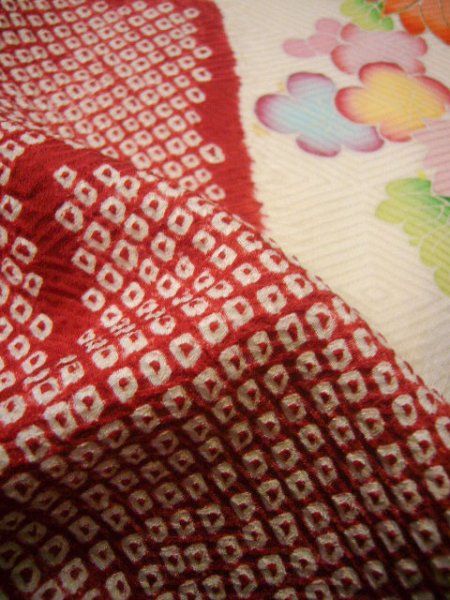 Photo28: CO0305A FURISODE long-sleeved (Grade B) and FUKURO OBI sash (Grade B) (28)