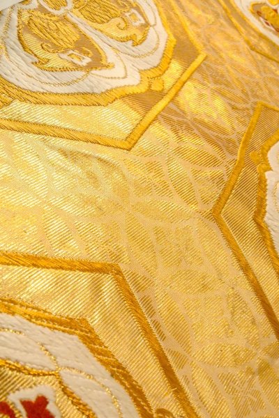 Photo33: CO0305A FURISODE long-sleeved (Grade B) and FUKURO OBI sash (Grade B) (33)