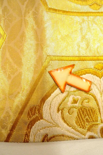 Photo36: CO0305A FURISODE long-sleeved (Grade B) and FUKURO OBI sash (Grade B) (36)