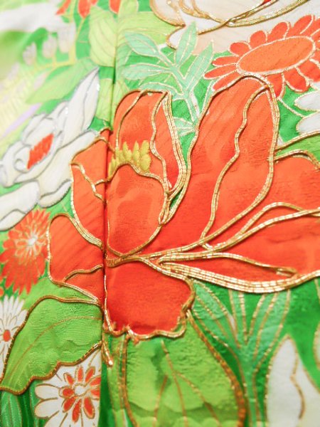 Photo20: CO0305B FURISODE long-sleeved (Grade B) and FUKURO OBI sash (Grade A) (20)