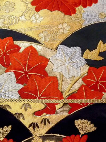 Photo29: CO0305B FURISODE long-sleeved (Grade B) and FUKURO OBI sash (Grade A) (29)