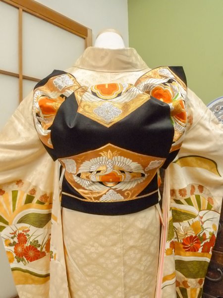 Photo5: CO0305C FURISODE long-sleeved (Grade A) and FUKURO OBI sash (Grade A) (5)