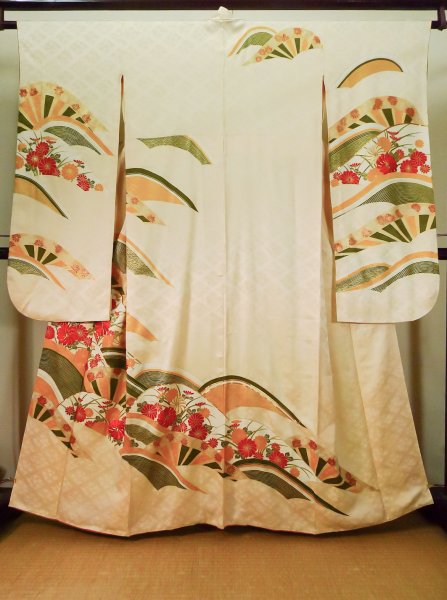 Photo7: CO0305C FURISODE long-sleeved (Grade A) and FUKURO OBI sash (Grade A) (7)