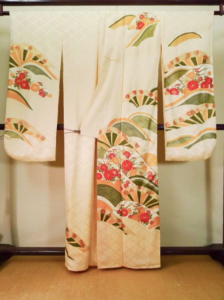 Photo8: CO0305C FURISODE long-sleeved (Grade A) and FUKURO OBI sash (Grade A) (8)