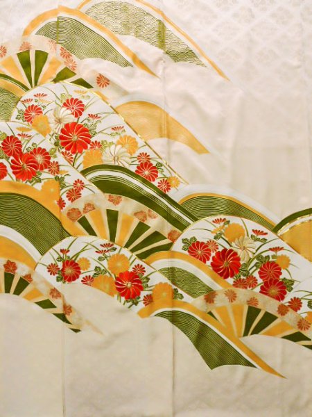 Photo14: CO0305C FURISODE long-sleeved (Grade A) and FUKURO OBI sash (Grade A) (14)