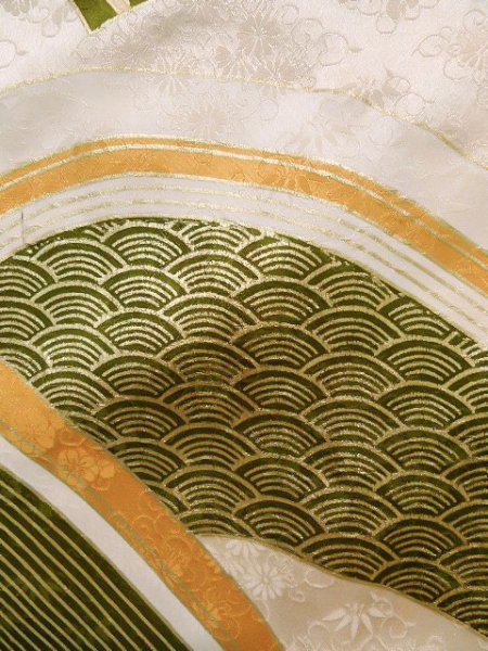 Photo18: CO0305C FURISODE long-sleeved (Grade A) and FUKURO OBI sash (Grade A) (18)