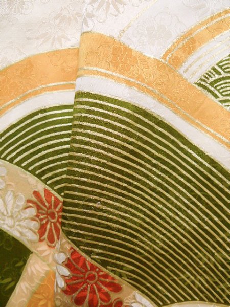 Photo19: CO0305C FURISODE long-sleeved (Grade A) and FUKURO OBI sash (Grade A) (19)