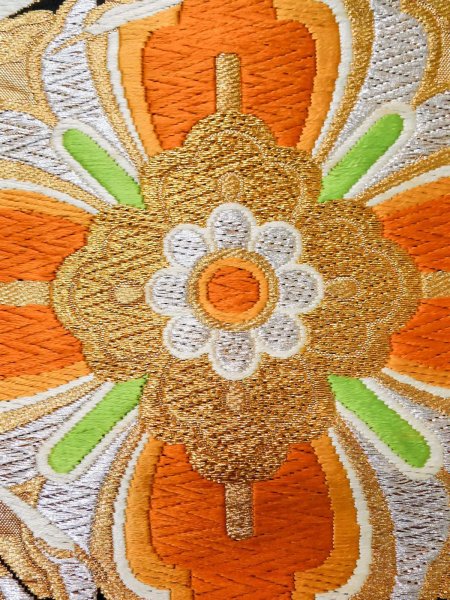 Photo31: CO0305C FURISODE long-sleeved (Grade A) and FUKURO OBI sash (Grade A) (31)