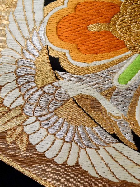 Photo32: CO0305C FURISODE long-sleeved (Grade A) and FUKURO OBI sash (Grade A) (32)