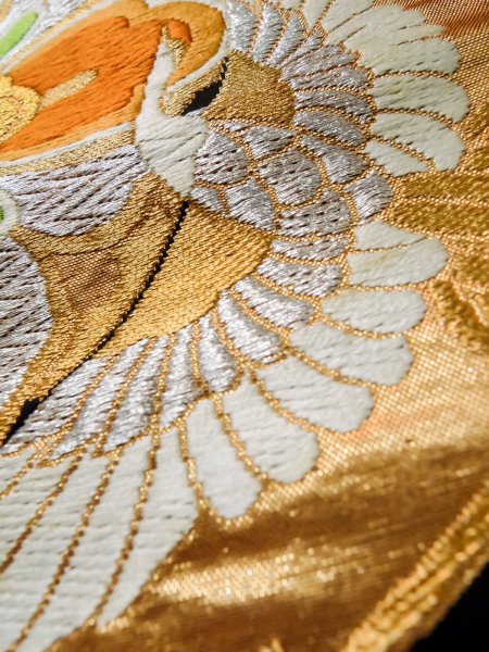 Photo34: CO0305C FURISODE long-sleeved (Grade A) and FUKURO OBI sash (Grade A) (34)