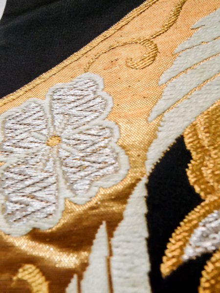 Photo36: CO0305C FURISODE long-sleeved (Grade A) and FUKURO OBI sash (Grade A) (36)