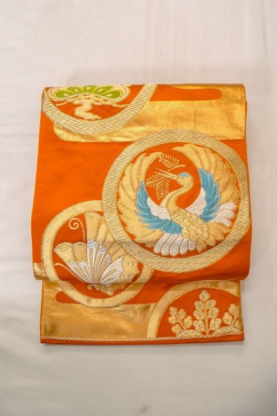 Photo11: CO0305D FURISODE long-sleeved (Grade B) and FUKURO OBI sash (Grade B) (11)