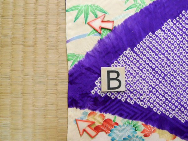 Photo26: CO0305D FURISODE long-sleeved (Grade B) and FUKURO OBI sash (Grade B) (26)