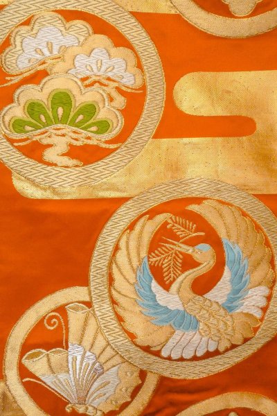 Photo27: CO0305D FURISODE long-sleeved (Grade B) and FUKURO OBI sash (Grade B) (27)