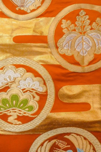 Photo28: CO0305D FURISODE long-sleeved (Grade B) and FUKURO OBI sash (Grade B) (28)