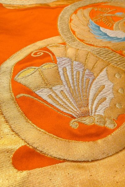 Photo30: CO0305D FURISODE long-sleeved (Grade B) and FUKURO OBI sash (Grade B) (30)