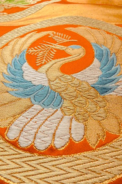 Photo31: CO0305D FURISODE long-sleeved (Grade B) and FUKURO OBI sash (Grade B) (31)