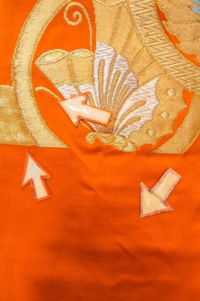 Photo34: CO0305D FURISODE long-sleeved (Grade B) and FUKURO OBI sash (Grade B) (34)