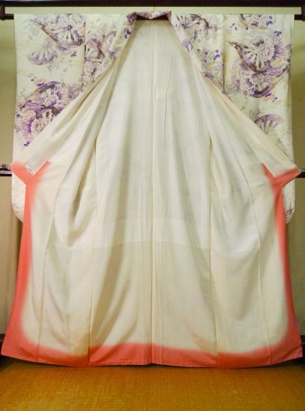 Photo8: CO0305E FURISODE long-sleeved (Grade B) and FUKURO OBI sash (Grade A) (8)