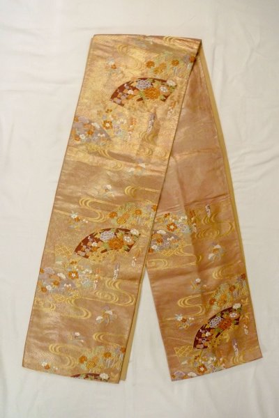 Photo9: CO0305E FURISODE long-sleeved (Grade B) and FUKURO OBI sash (Grade A) (9)