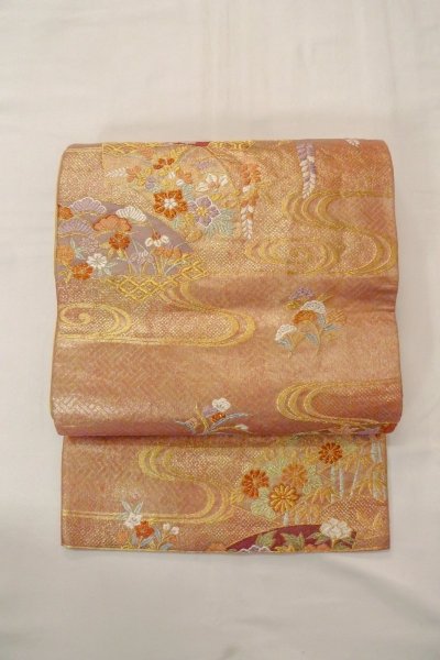 Photo10: CO0305E FURISODE long-sleeved (Grade B) and FUKURO OBI sash (Grade A) (10)